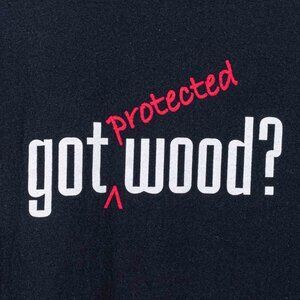 Got Protected Wood T-Shirt Joke Funny XL Y2K Streetwear Grunge